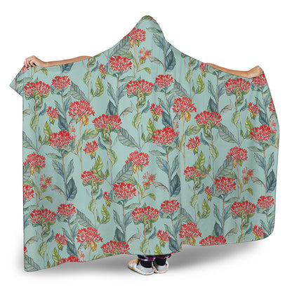 Bouvardia Pattern Print Hooded Blanket
