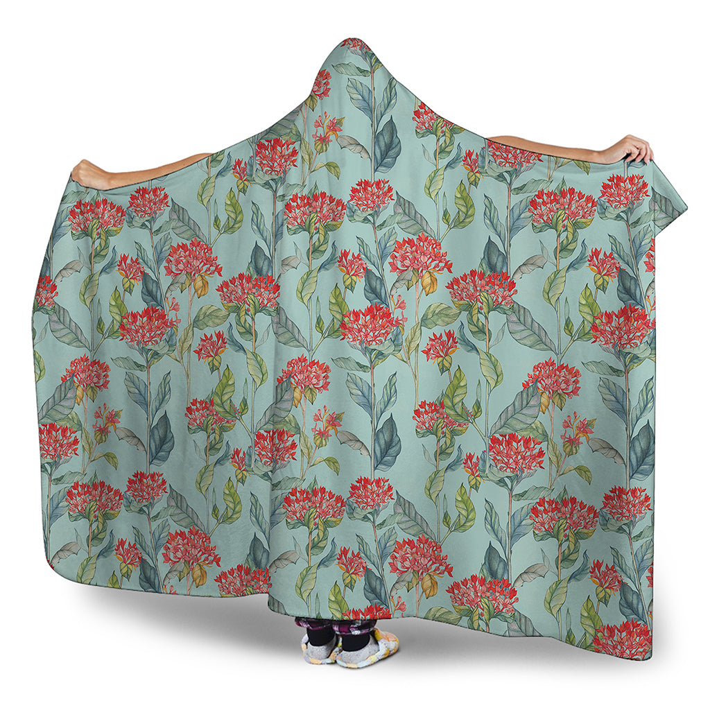 Bouvardia Pattern Print Hooded Blanket
