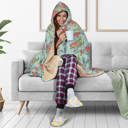 Bouvardia Pattern Print Hooded Blanket