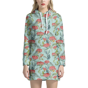 Bouvardia Pattern Print Hoodie Dress