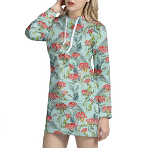 Bouvardia Pattern Print Hoodie Dress