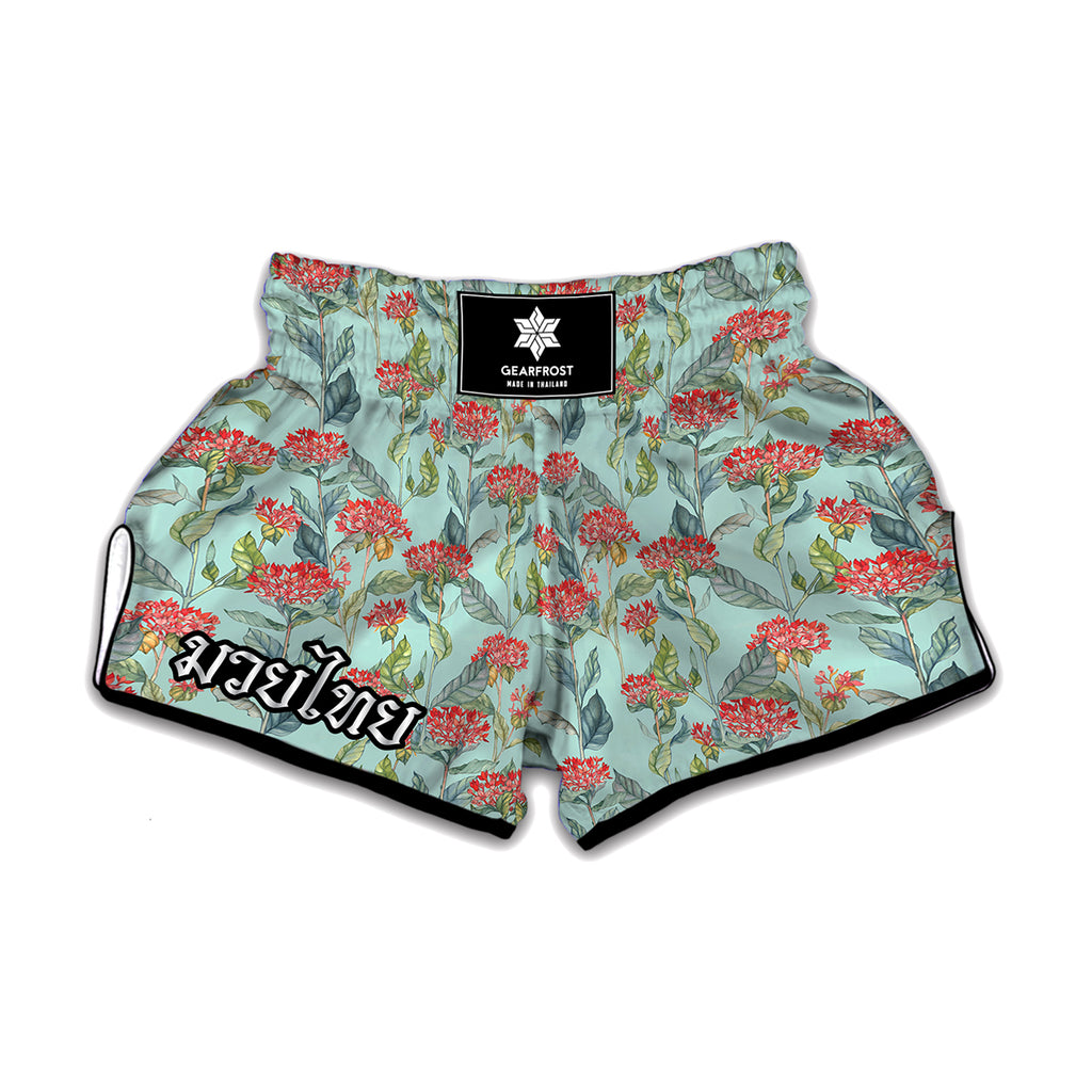 Bouvardia Pattern Print Muay Thai Boxing Shorts