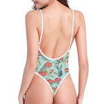 Bouvardia Pattern Print One Piece High Cut Swimsuit