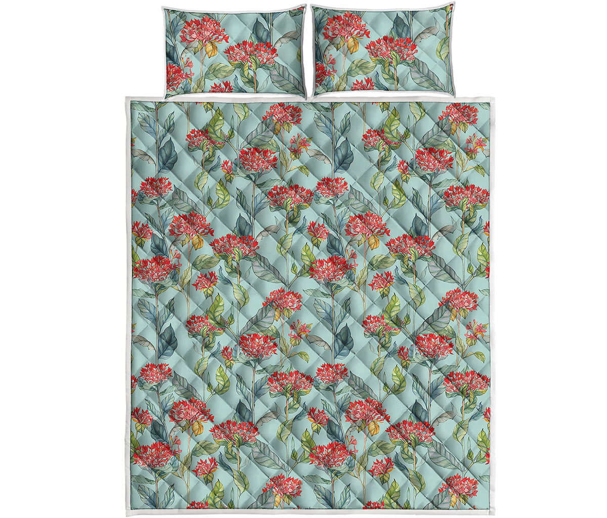 Bouvardia Pattern Print Quilt Bed Set