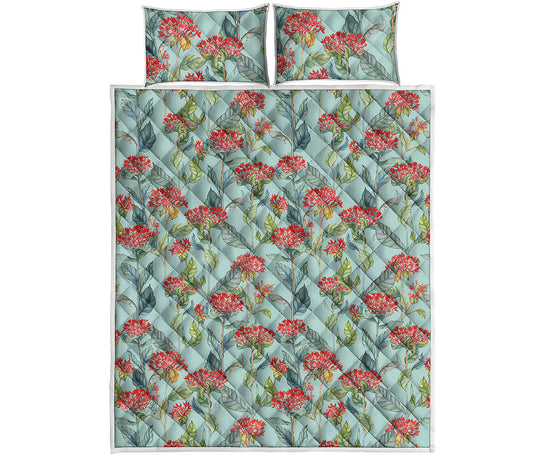 Bouvardia Pattern Print Quilt Bed Set