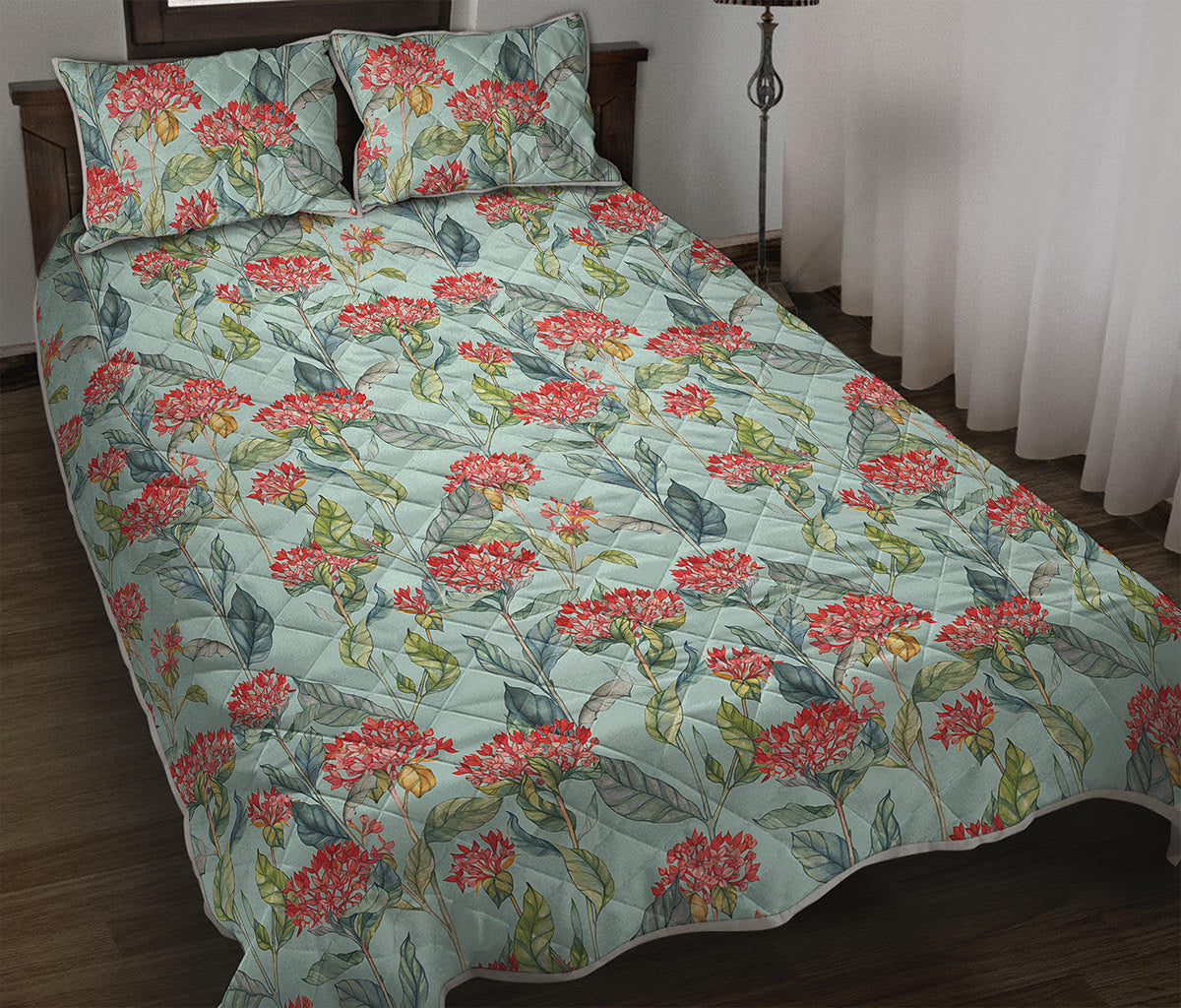 Bouvardia Pattern Print Quilt Bed Set