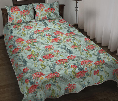 Bouvardia Pattern Print Quilt Bed Set