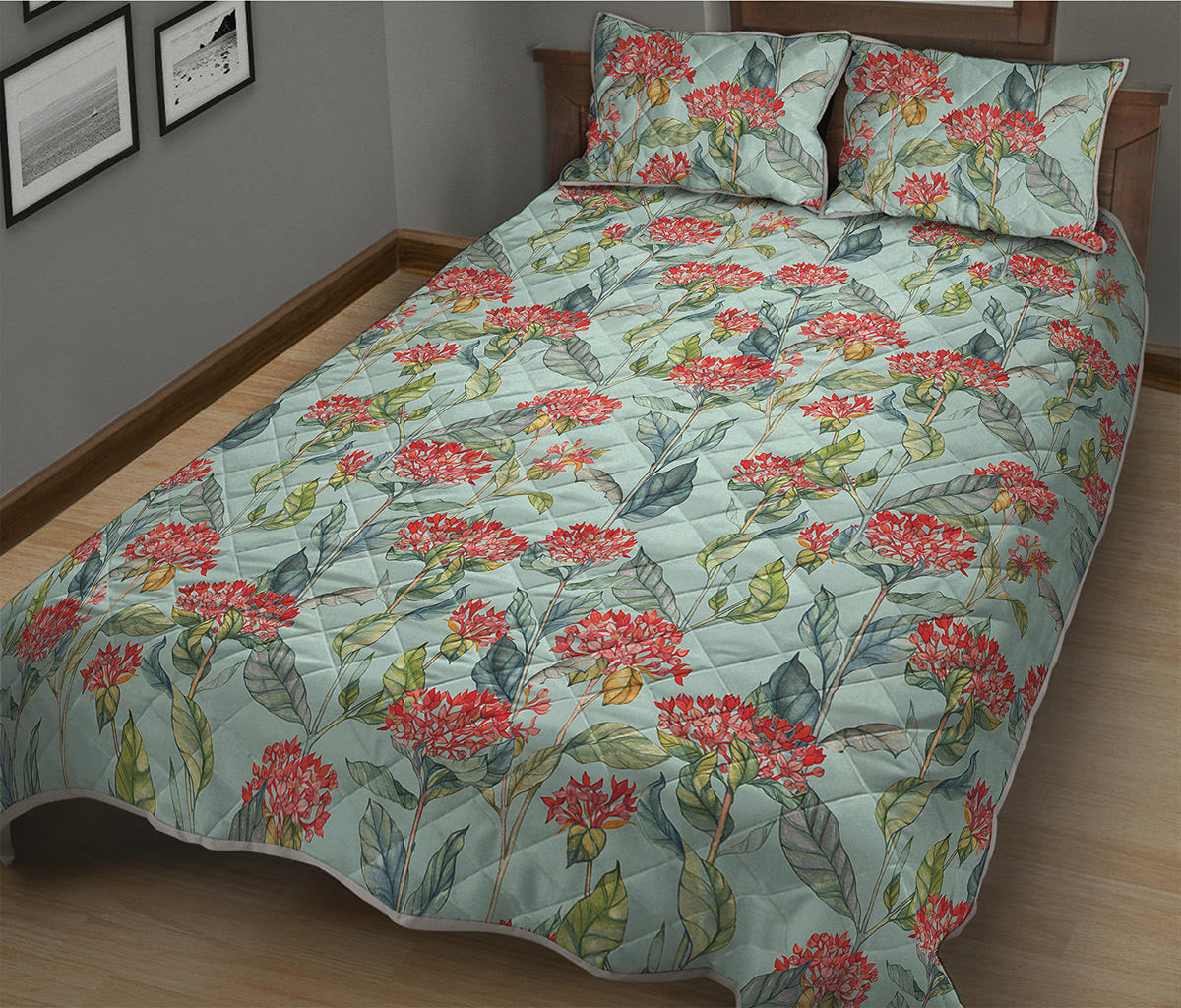 Bouvardia Pattern Print Quilt Bed Set