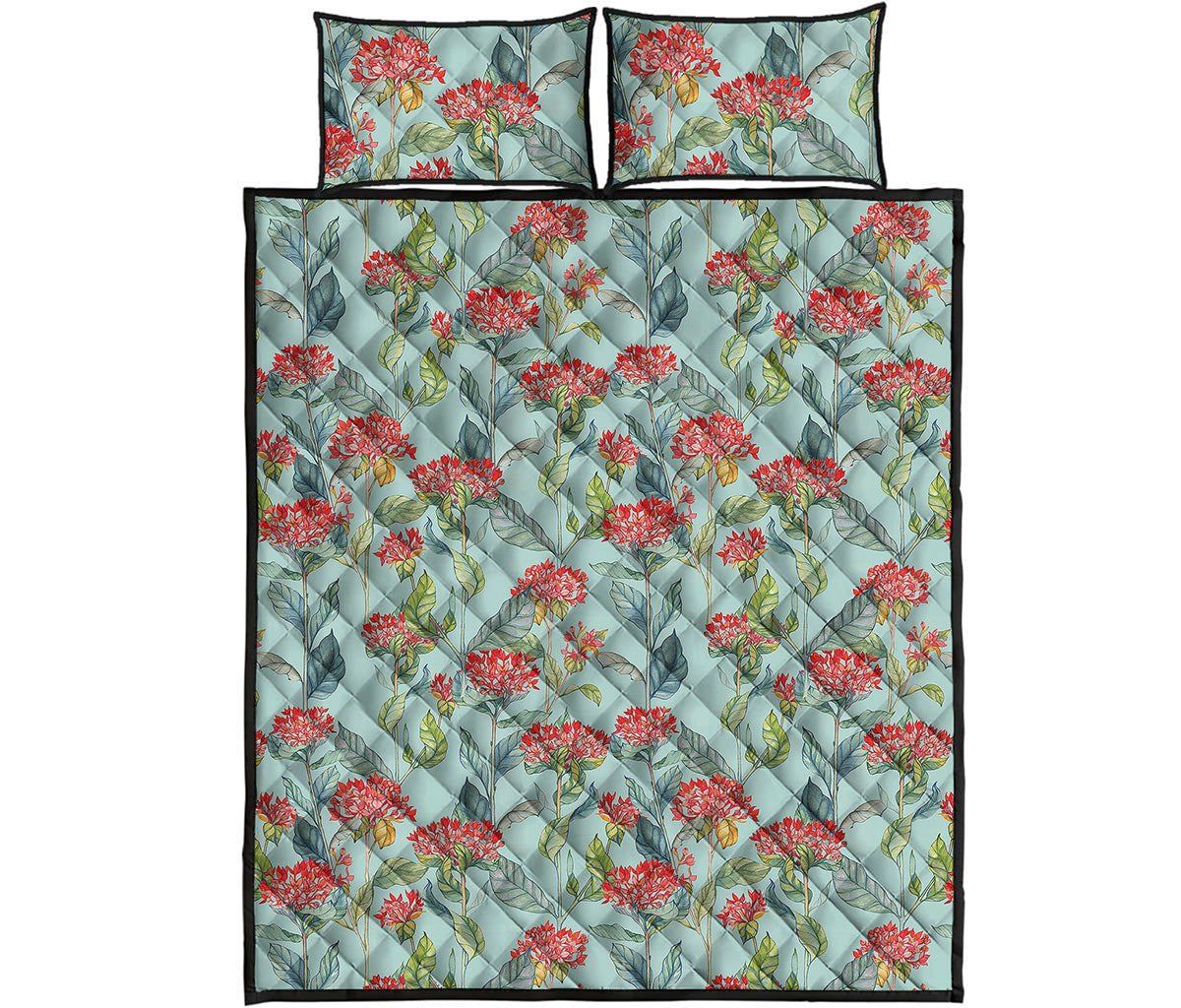 Bouvardia Pattern Print Quilt Bed Set