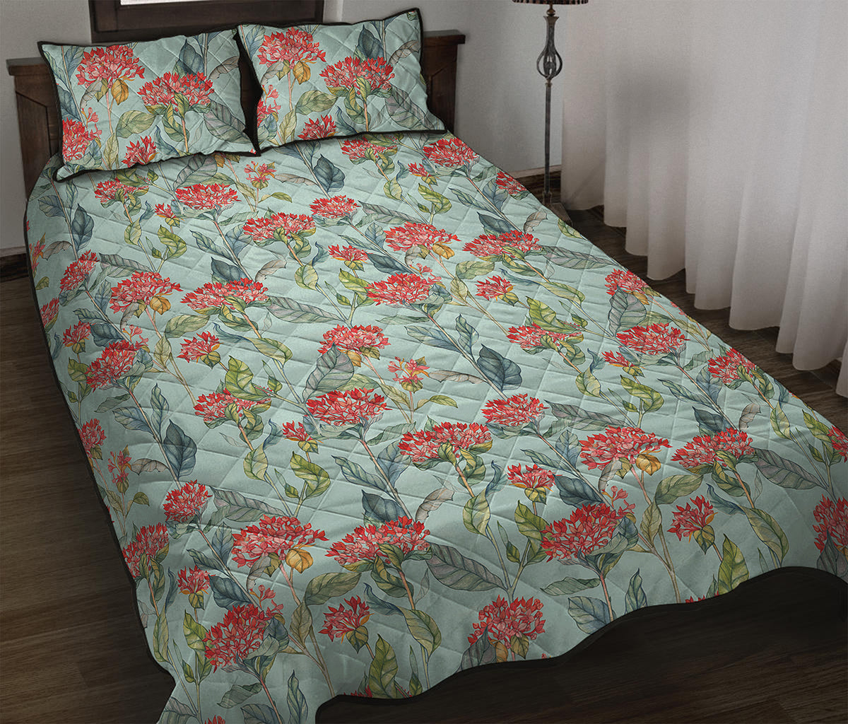 Bouvardia Pattern Print Quilt Bed Set