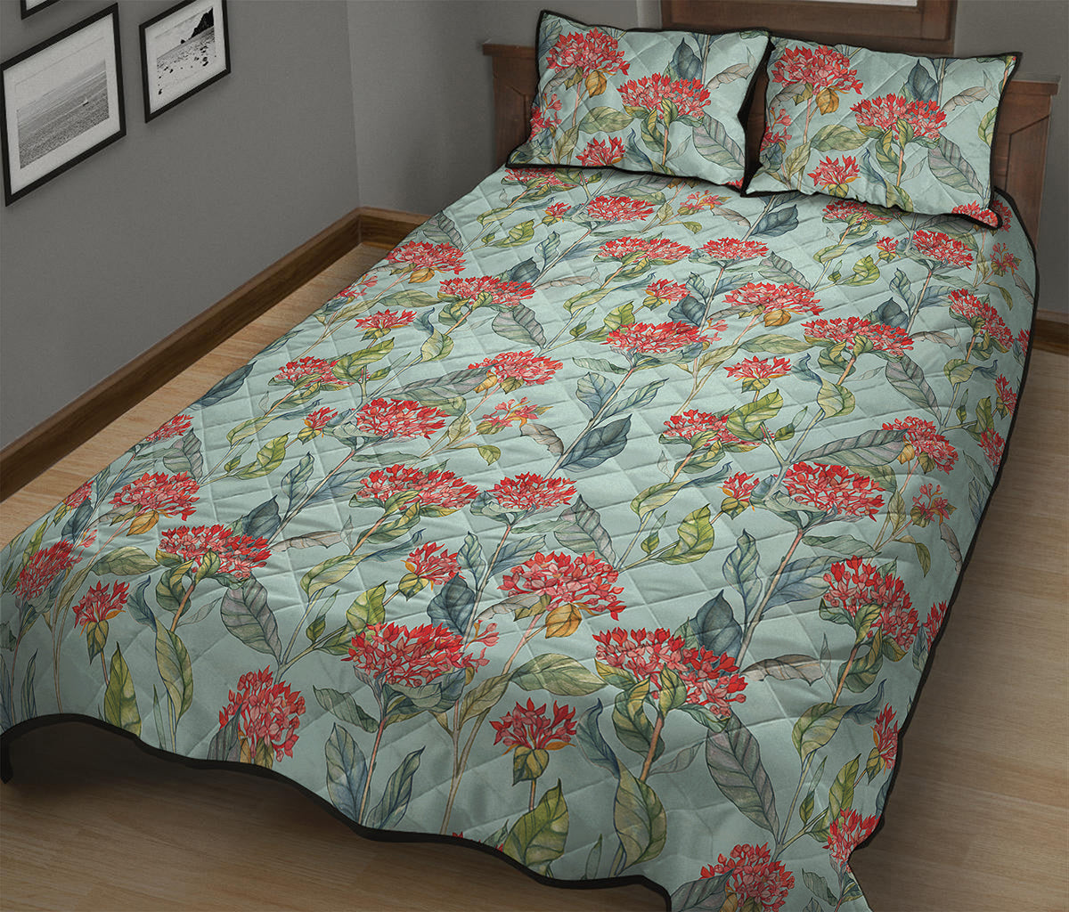 Bouvardia Pattern Print Quilt Bed Set