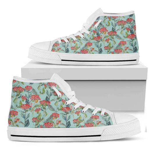 Bouvardia Pattern Print White High Top Shoes