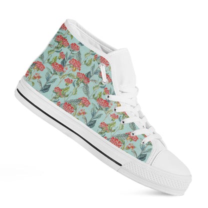 Bouvardia Pattern Print White High Top Shoes