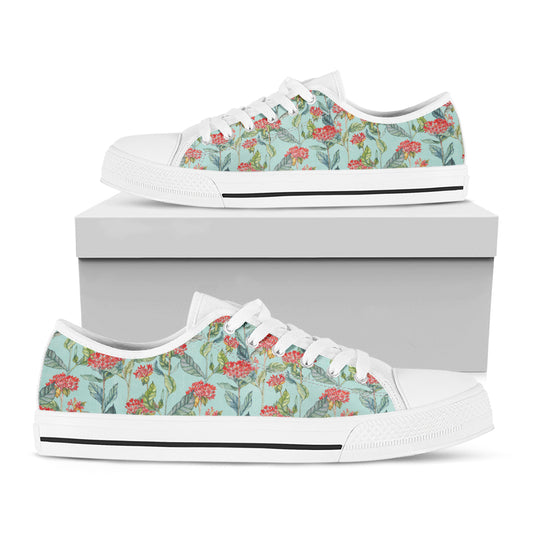 Bouvardia Pattern Print White Low Top Shoes