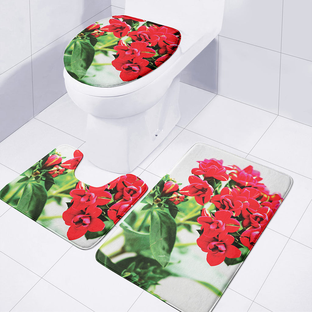 Bouvardia Plant Print 3 Piece Bath Mat Set