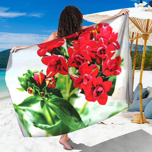 Bouvardia Plant Print Beach Sarong Wrap