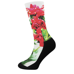 Bouvardia Plant Print Crew Socks