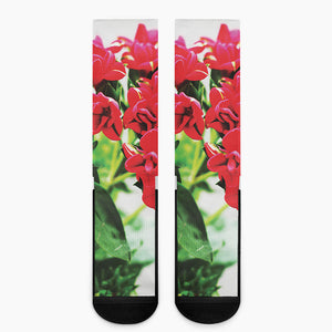 Bouvardia Plant Print Crew Socks