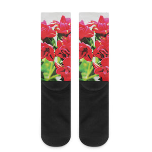 Bouvardia Plant Print Crew Socks