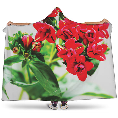Bouvardia Plant Print Hooded Blanket