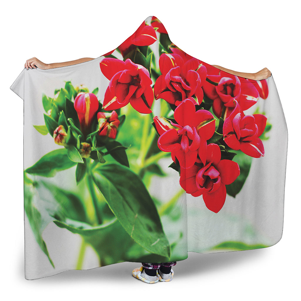 Bouvardia Plant Print Hooded Blanket