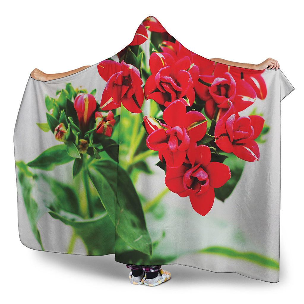 Bouvardia Plant Print Hooded Blanket