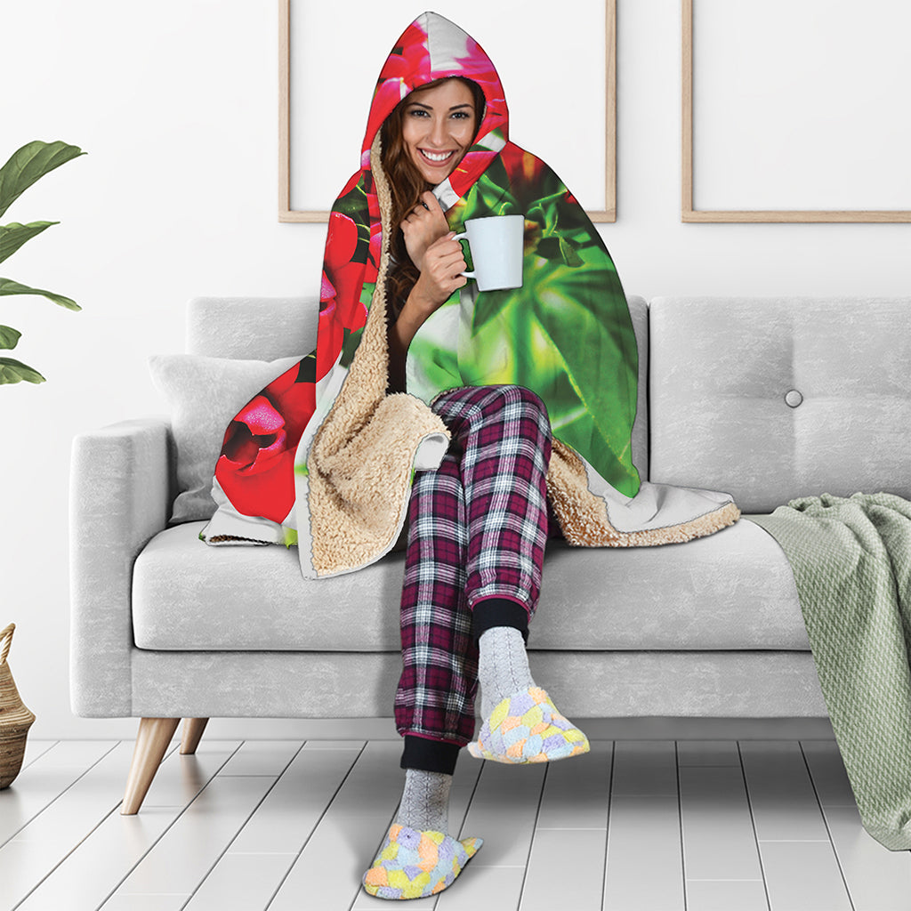 Bouvardia Plant Print Hooded Blanket