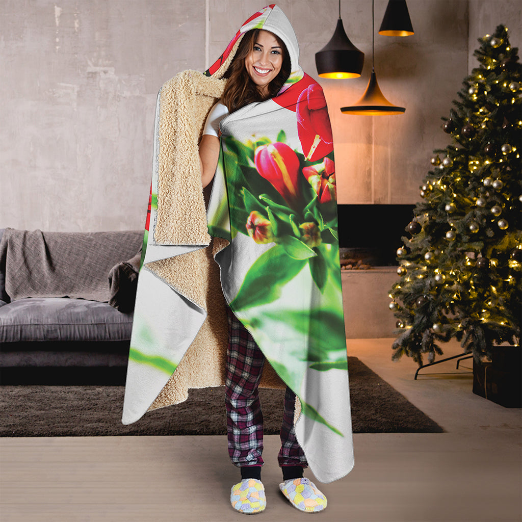 Bouvardia Plant Print Hooded Blanket