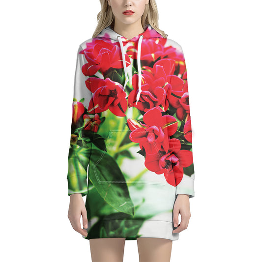 Bouvardia Plant Print Hoodie Dress