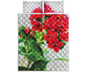 Bouvardia Plant Print Quilt Bed Set
