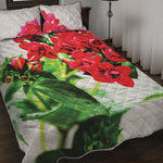 Bouvardia Plant Print Quilt Bed Set