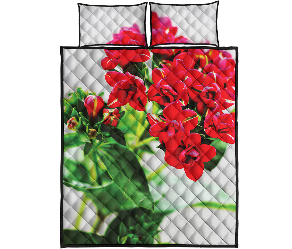Bouvardia Plant Print Quilt Bed Set