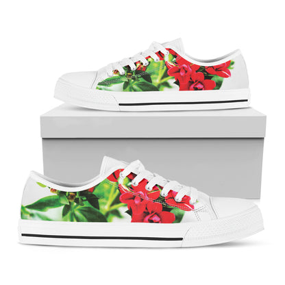 Bouvardia Plant Print White Low Top Shoes