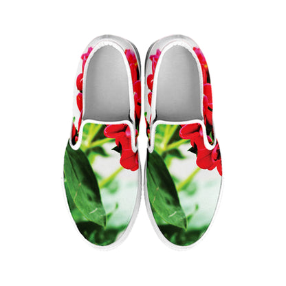 Bouvardia Plant Print White Slip On Shoes