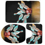 Bowling Strike Print 3 Piece Bath Mat Set