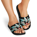 Bowling Strike Print Black Slide Sandals