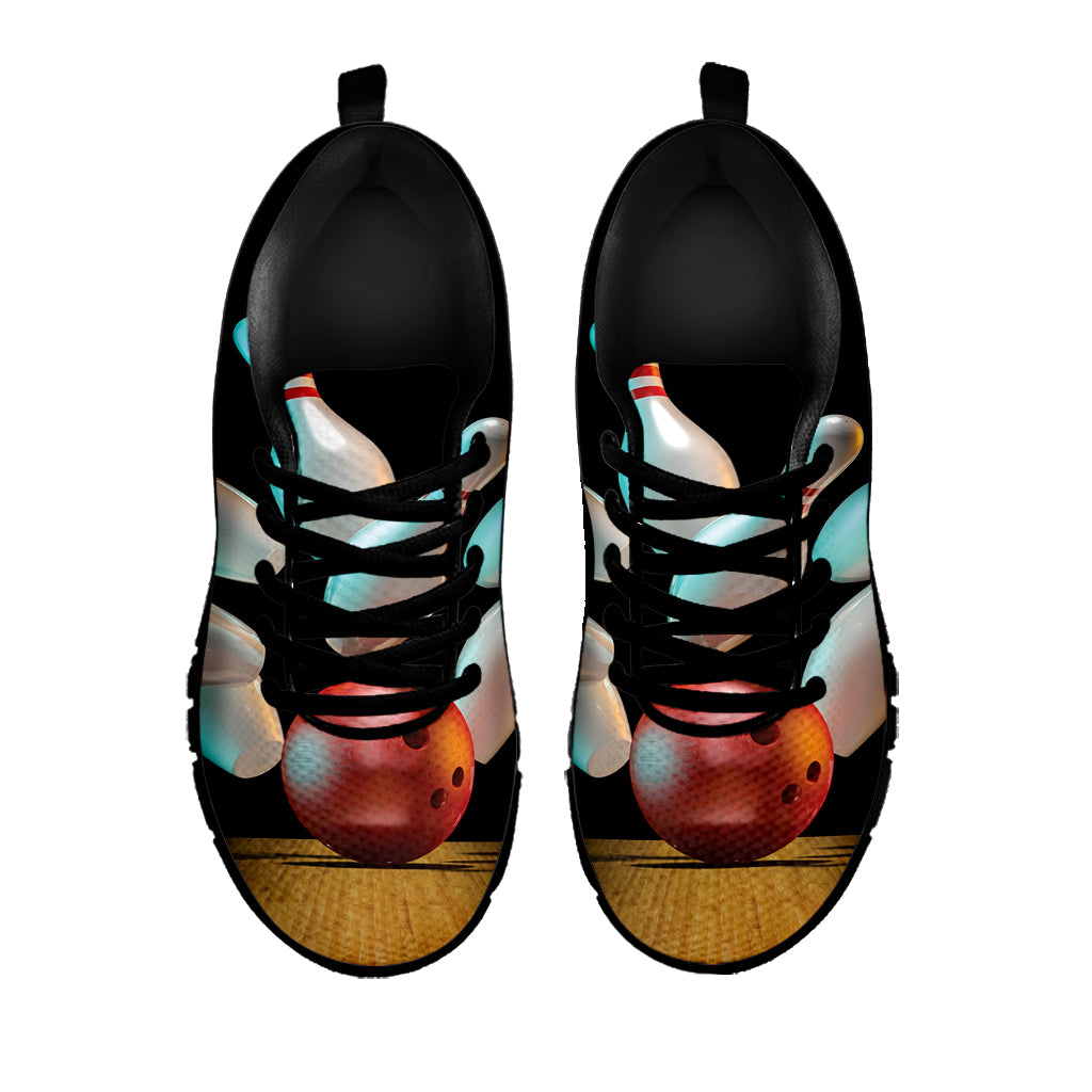 Bowling Strike Print Black Sneakers