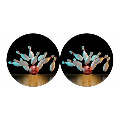Bowling Strike Print Car Coasters