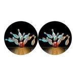 Bowling Strike Print Car Coasters