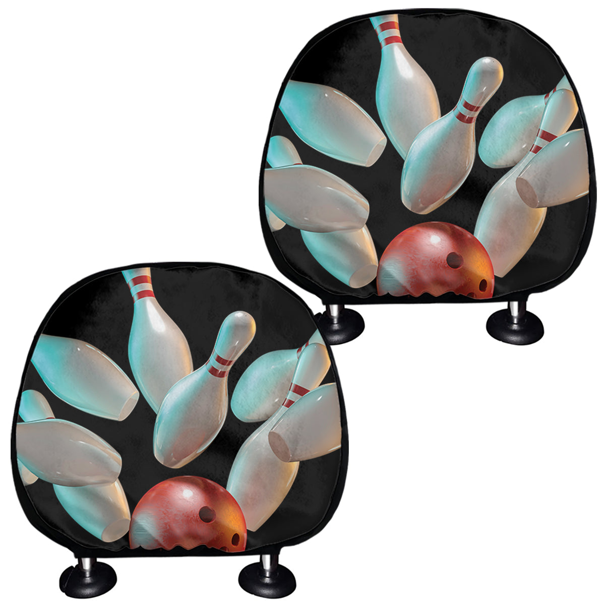 Bowling Strike Print Car Headrest Covers