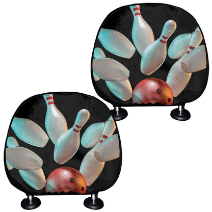 Bowling Strike Print Car Headrest Covers