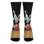 Bowling Strike Print Crew Socks