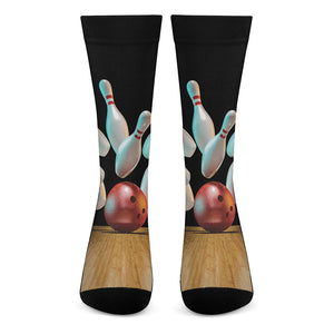 Bowling Strike Print Crew Socks