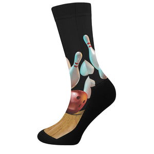 Bowling Strike Print Crew Socks