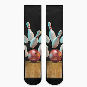 Bowling Strike Print Crew Socks