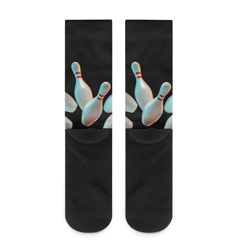 Bowling Strike Print Crew Socks