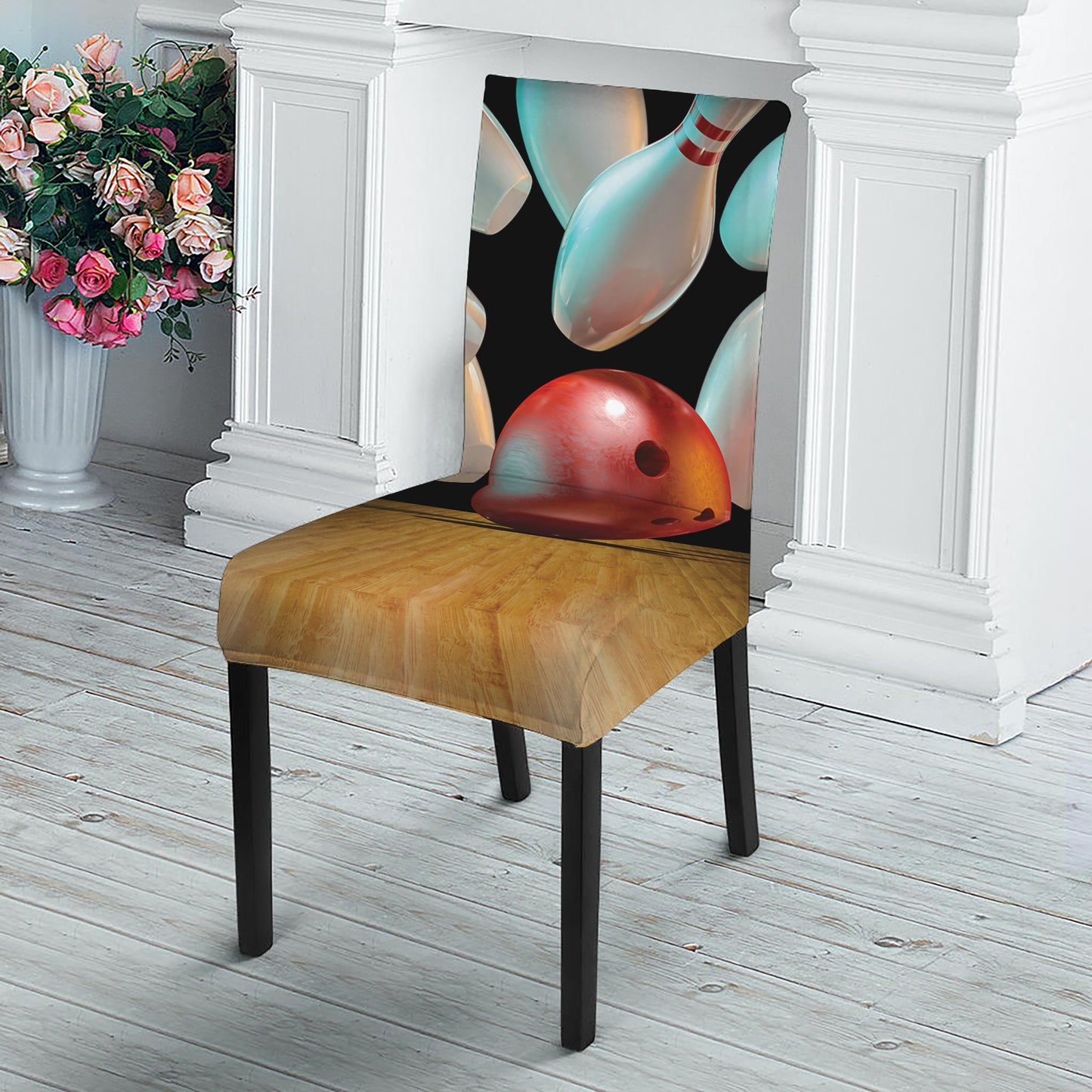Bowling Strike Print Dining Chair Slipcover