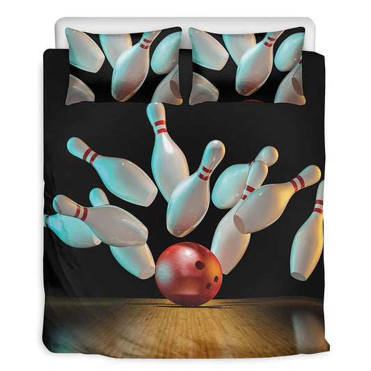 Bowling Strike Print Duvet Cover Bedding Set