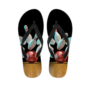 Bowling Strike Print Flip Flops