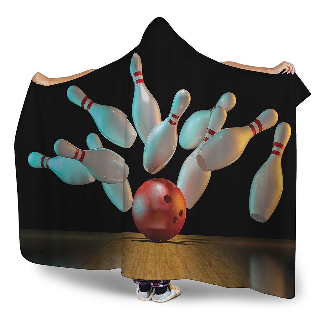 Bowling Strike Print Hooded Blanket
